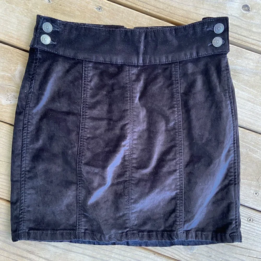 Free People Retro Velvet Black Mini Skirt Size 25